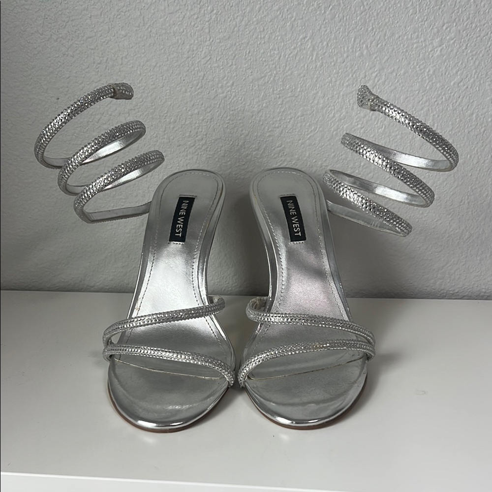 Nine West Metallic Spiral Strap Heels